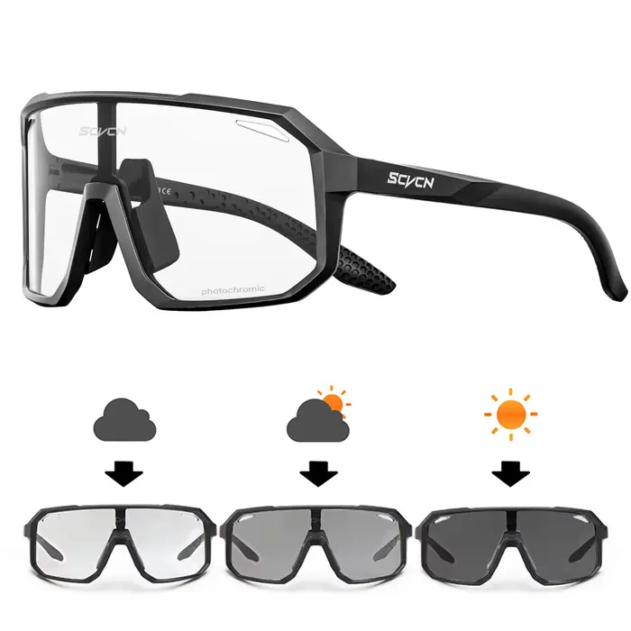 Lunettes de soleil photochromiques UV400 pour hommes et femmes, lunettes de sport, de course, de rou
