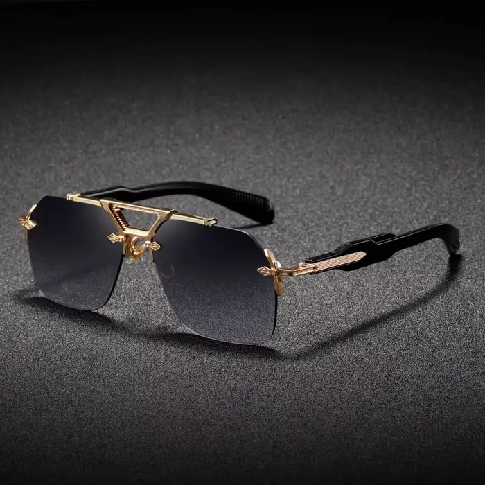Marque de luxe classique carré sans monture lunettes de soleil hommes femmes rétro Vintage Punk
