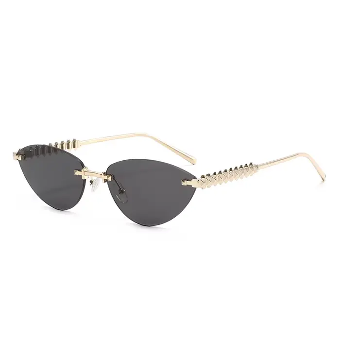 Lunettes de protection sans bords œil de chat Rivet lunettes de soleil femmes marque de luxe ovale d