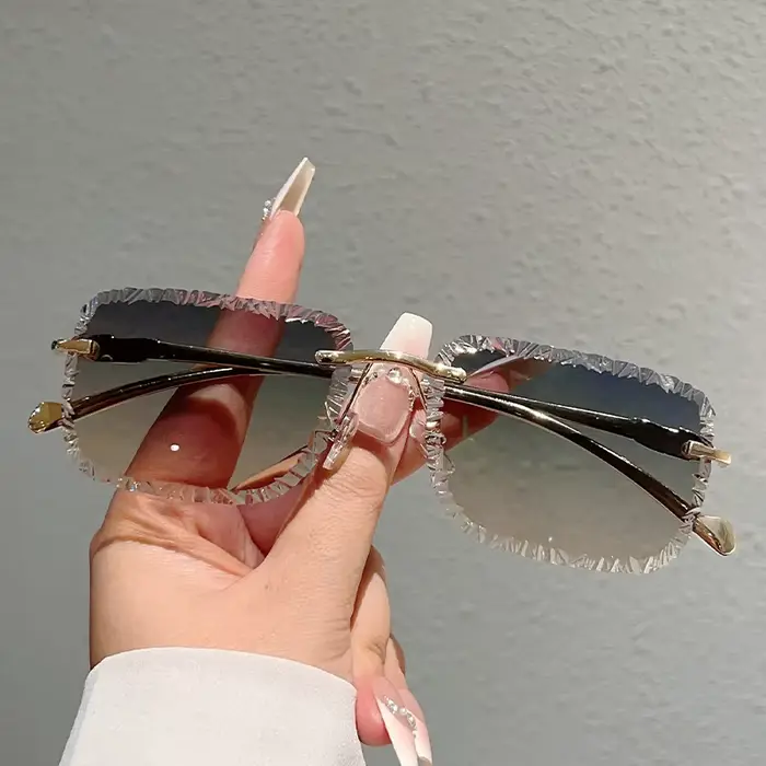 KAMMPT lunettes de soleil carrées sans monture hommes mode Vintage dégradé nuances décontractées femmes
