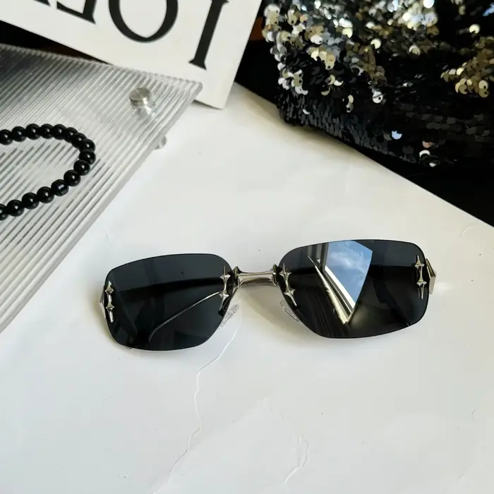 Lunettes de soleil sans monture tendance Y2K pour femmes, lunettes de soleil rétro, lunettes de marq