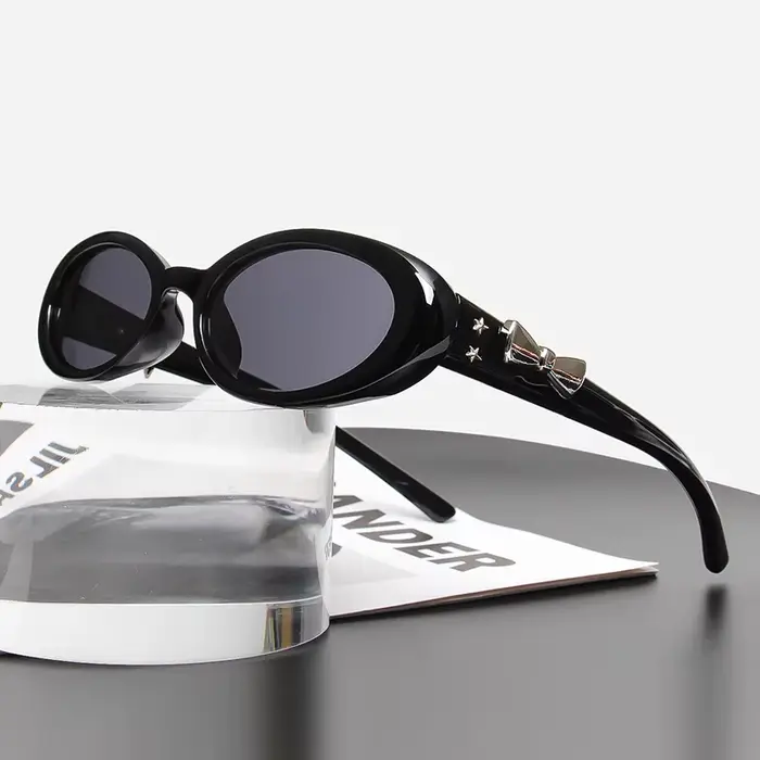 Lunettes de soleil rétro à nœud ovale pour femmes