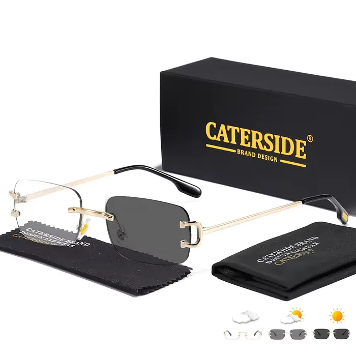 Lunettes de soleil sans monture CATERSDIE pour hommes, petites montures, lunettes de soleil tendance