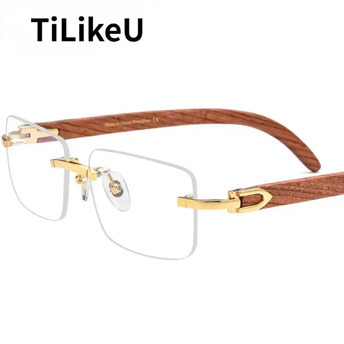 Monture de lunettes en bois marron Vintage de haute qualité