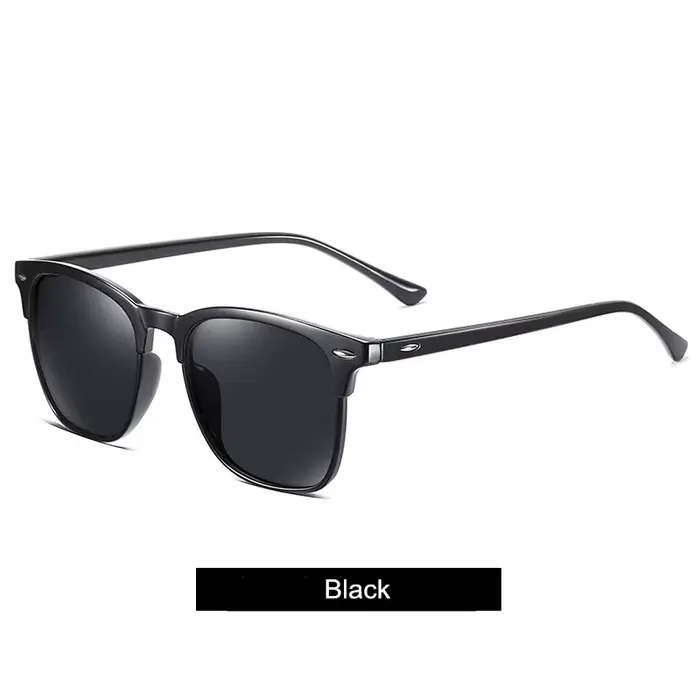 Nouvelles lunettes de soleil polarisées femmes noir en plastique plein cadre carré lunettes de solei