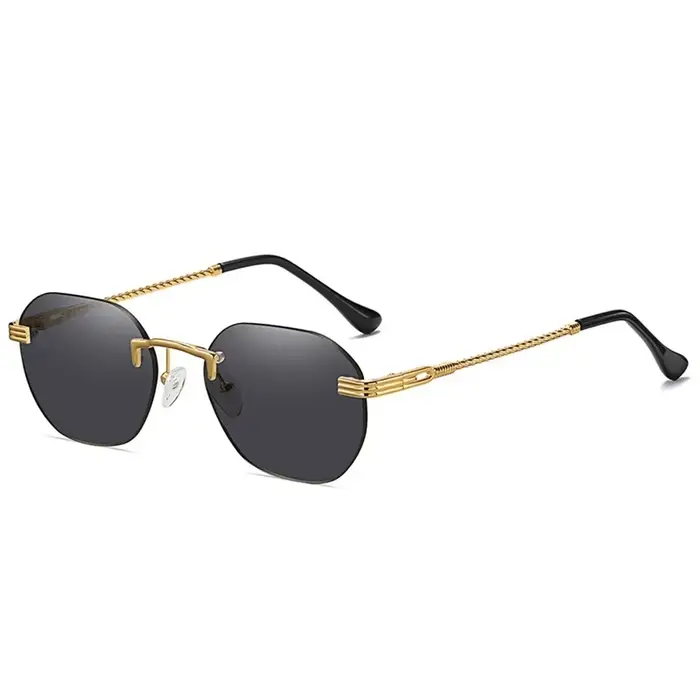 Lunettes de soleil rondes rétro en métal pour hommes et femmes, lunettes de soleil classiques, or, n