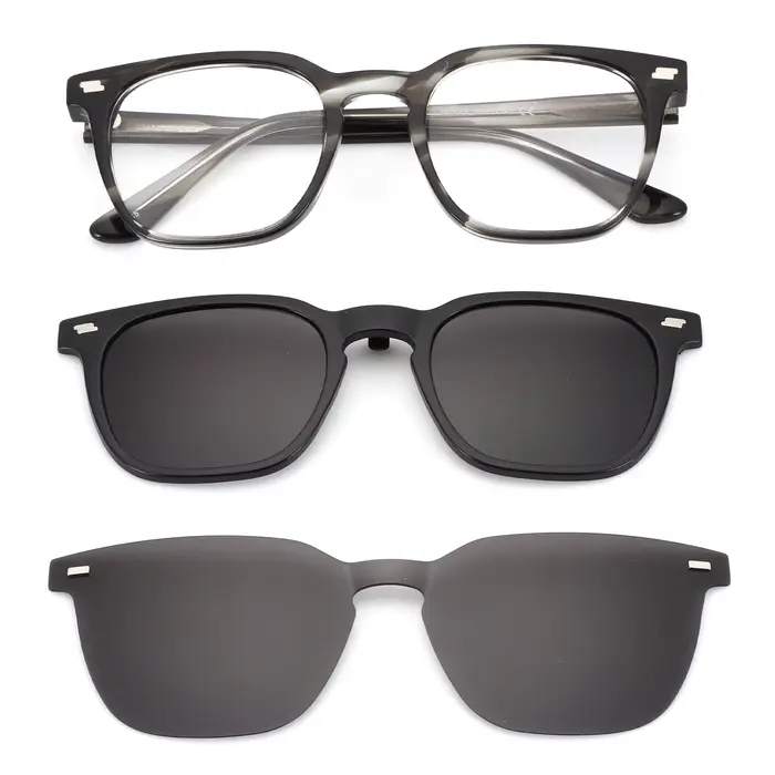 ZENOTTIC (taille L) Lunettes de vue polarisées magnétiques à clipser pour hommes, monture carrée en 