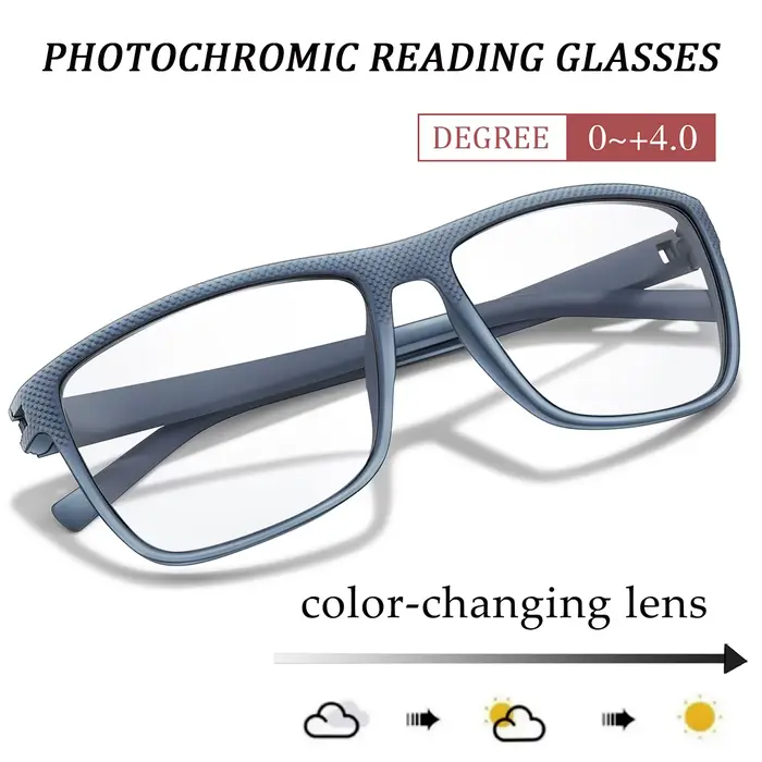 Lunettes de lecture photochromiques rectangulaires, ultralégères, pour presbytes, pour personnes d'â