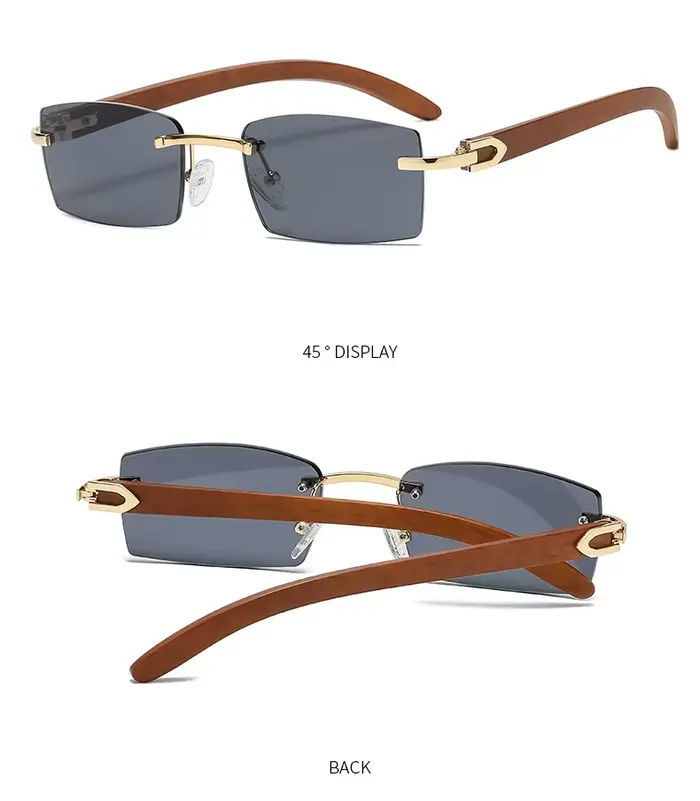 Lunettes De soleil Vintage Steampunk sans bords pour hommes, nouvelle mode De luxe, marque rectangul