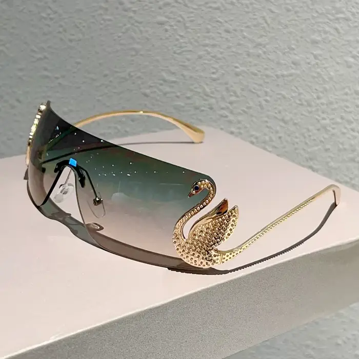 KAMMPT sans monture Y2k lunettes de soleil femmes mode monobloc dégradé nuances 2025 nouveau à la mo