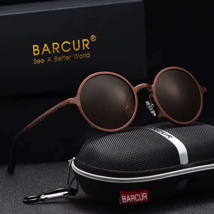 BARCUR-Lunettes de soleil polarisées vintage exquises pour hommes et femmes, monture circulaire en m