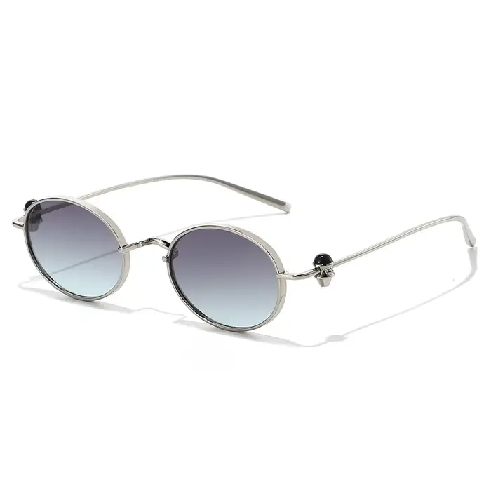 Lunettes de soleil ovales de luxe pour femmes, montures fines en métal avec décoration en perles de 