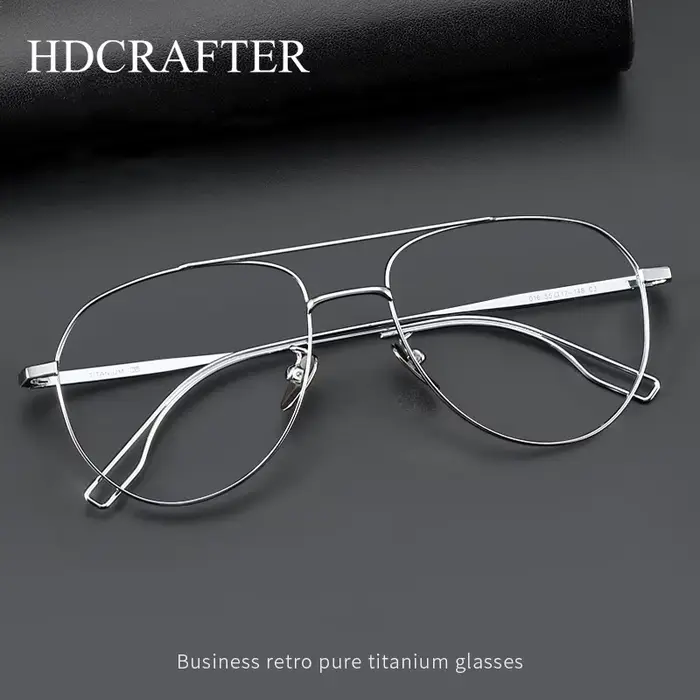 HDCRAFTER alliage de titane lunettes optiques cadre Double pont Prescription hommes montures
