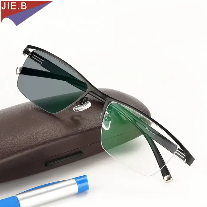 Lunettes de lecture photochromiques pour hommes, nouveau Design, demi-jante, alliage de titane, pres