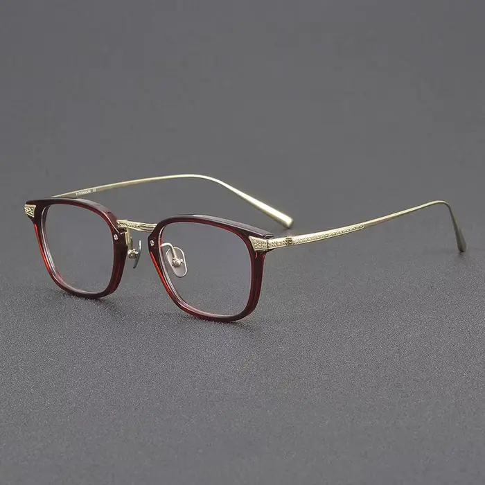 Marque japonaise même Design rétro carré hommes lunettes cadre haute qualité acétate titane lunettes