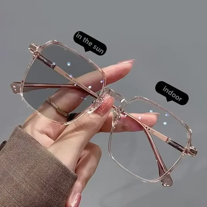 Lunettes de lecture photochromiques Anti-lumière bleue pour femmes, grande monture, pour hypermétrop
