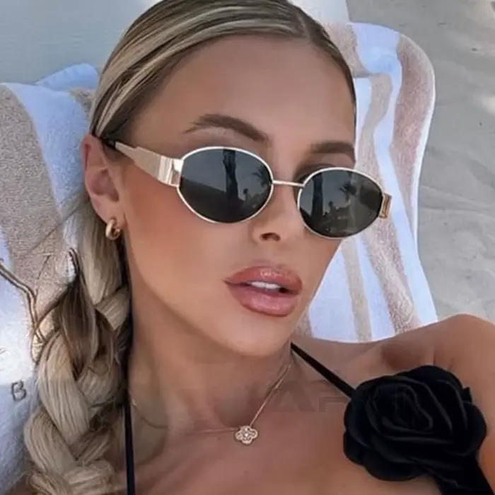 Mode lunettes de soleil ovales femmes rétro tendance en plein air