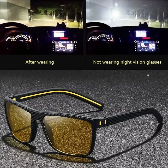 Lunettes de vision nocturne unisexes carrées colorées vintage tendance