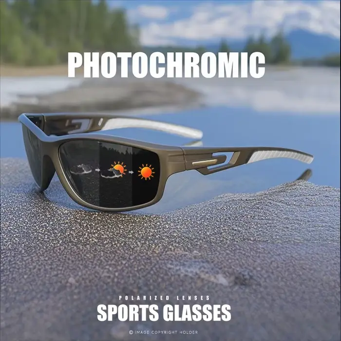Lunettes de soleil de sport polarisées – Verres photochromiques violets/bleu/rouge de qualité supérieure pour la pêche
