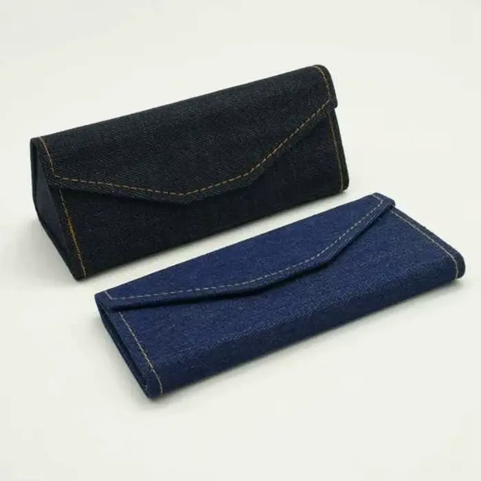 Étui à lunettes pliant Triangle en tissu Denim