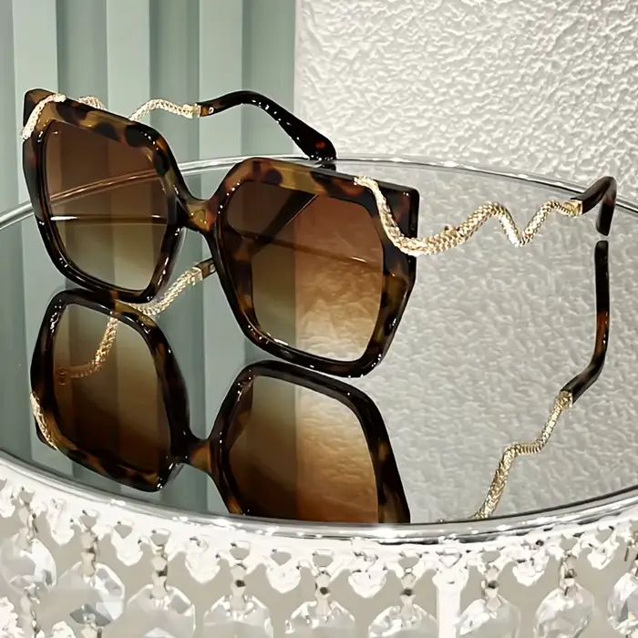 Lunettes rondes surdimensionnées pour femmes, avec bras métalliques en forme de serpent, monture PC 