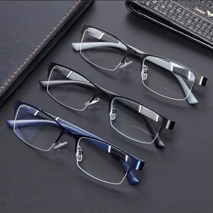 Lunettes plates demi-monture bloquant la lumière bleue