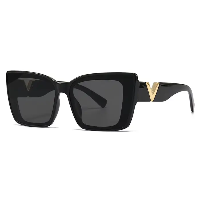 Lunettes de soleil œil de chat pour femmes, Vintage, marque de luxe de styliste, noires, surdimensio
