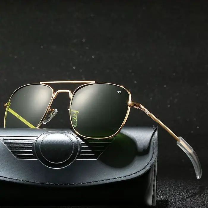 Pilote mode lunettes hommes Top qualité marque concepteur verre trempé lentille AO