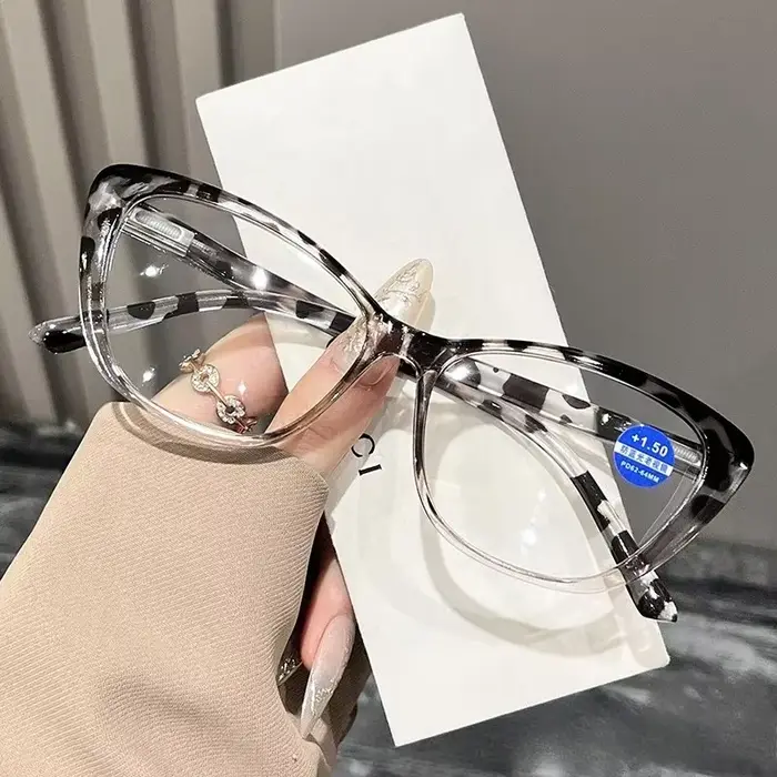 Lunettes de lecture œil de chat à la mode, monture surdimensionnée pour dames, presbytie, blocage de