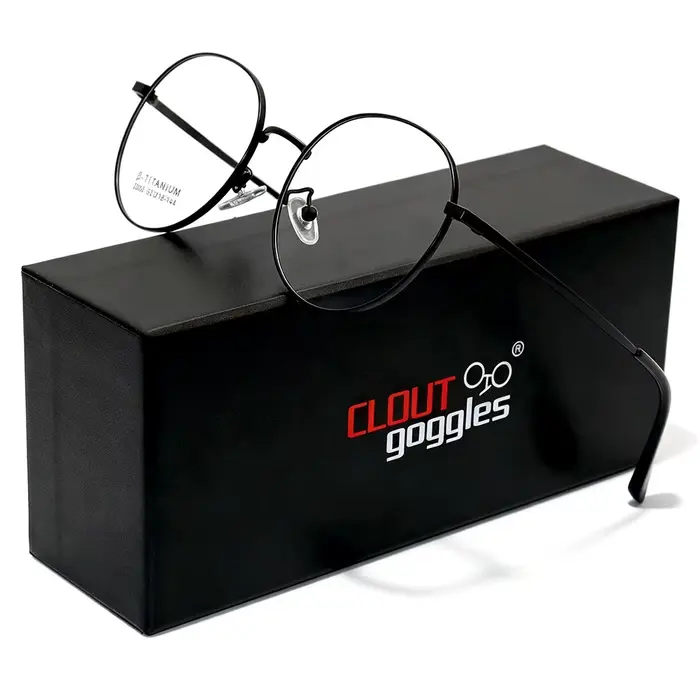 CLOUT GOGGLESS Monture de lunettes de vue Business Personnalité Homme Femme Métal Rond Anti-lumière 