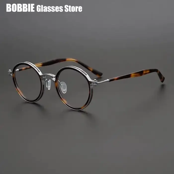 Lunettes rondes ultralégères en acétate de titane faites à la main