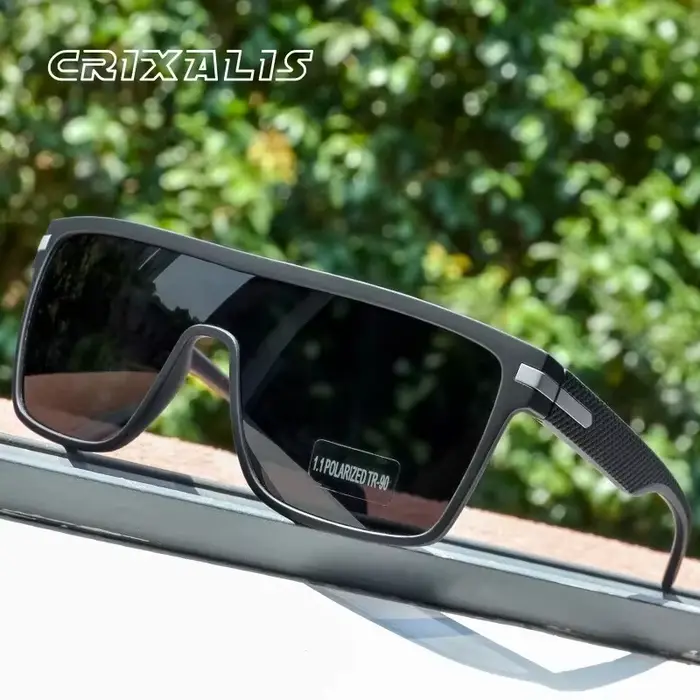 CRIXALIS mode lunettes de soleil polarisées pour hommes carré surdimensionné Anti-éblouissement pilote miroir