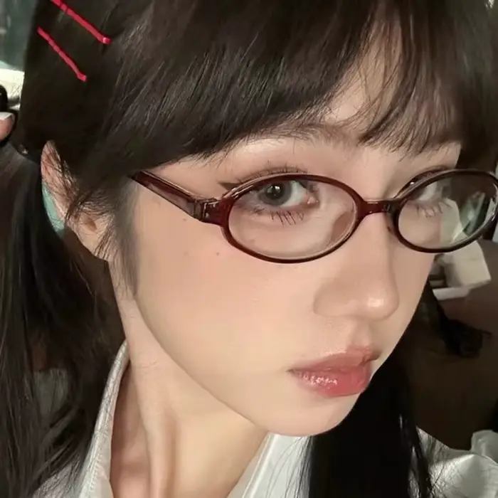 Lunettes ovales rétro marron Y2K pour filles japonaises et coréennes