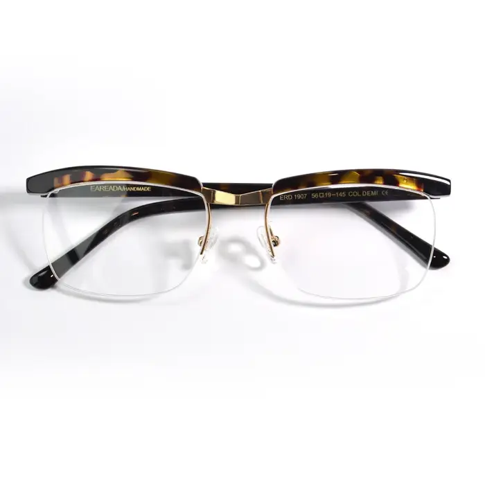 Monture de lunettes en métal et acétate faite à la main pour hommes, lunettes Tom Hardy, lunettes de cosplay du film The Legend, lunettes dorées brossées