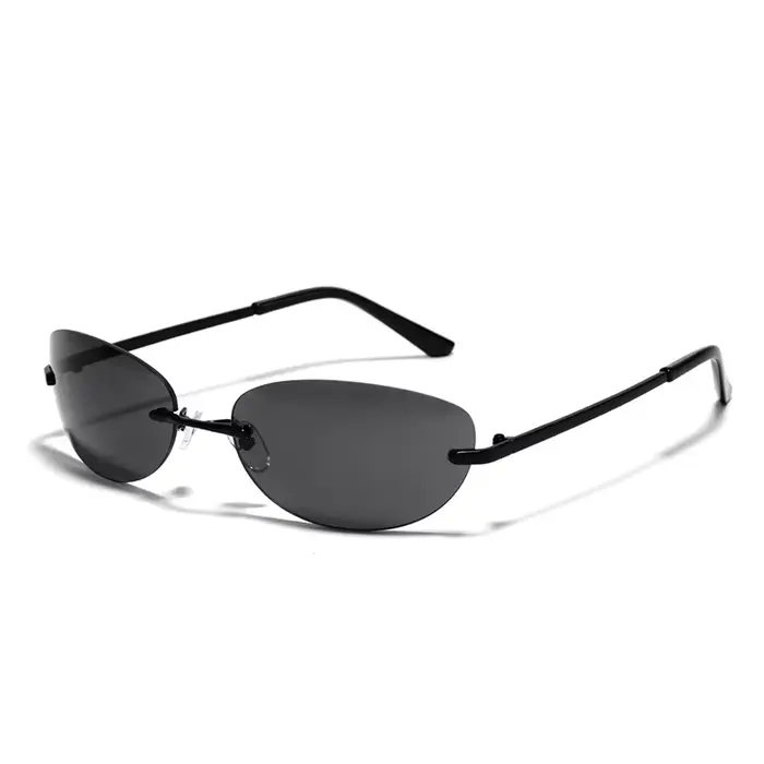 OVZA – lunettes de soleil Punk sans bords pour hommes et femmes, verres dégradés, lentilles étroites