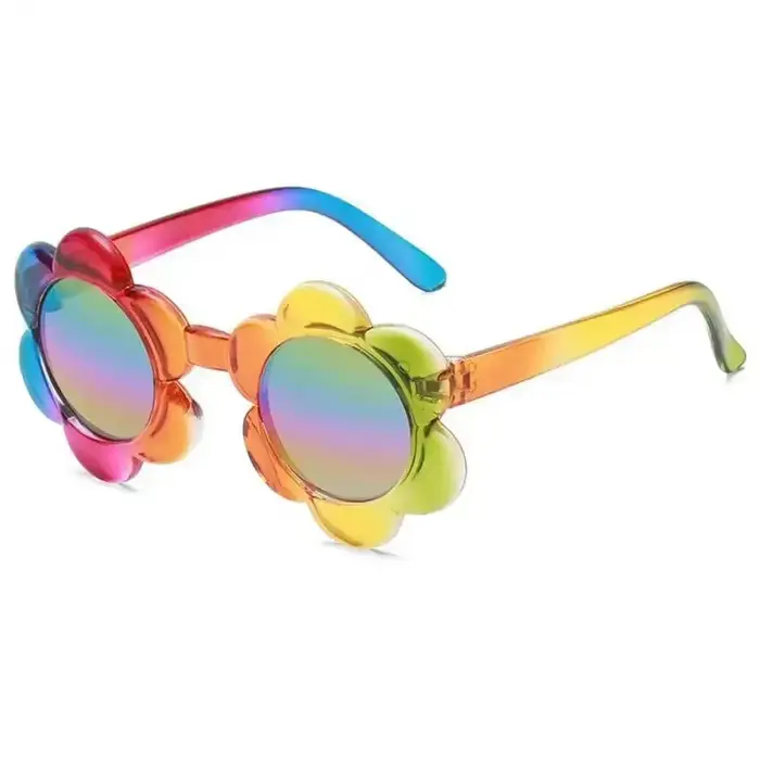 Lunettes de soleil tournesol pour enfants, arc-en-ciel colorées, rondes et mignonnes, pour bébés gar