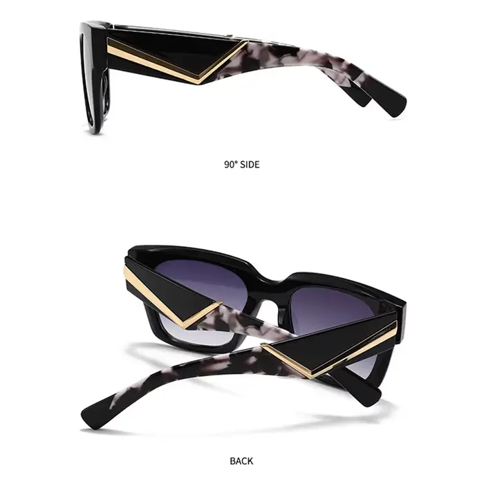 Lunettes de soleil carrées vintage à grande monture pour femmes et hommes