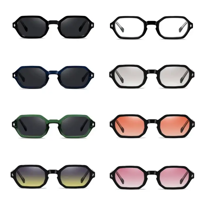 Lunettes de soleil multicolores à petite monture carrée
