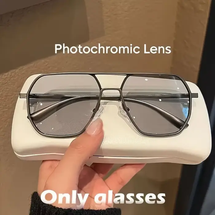 Lunettes photochromiques polarisées carrées, monture métallique pour hommes et femmes, idéales pour 