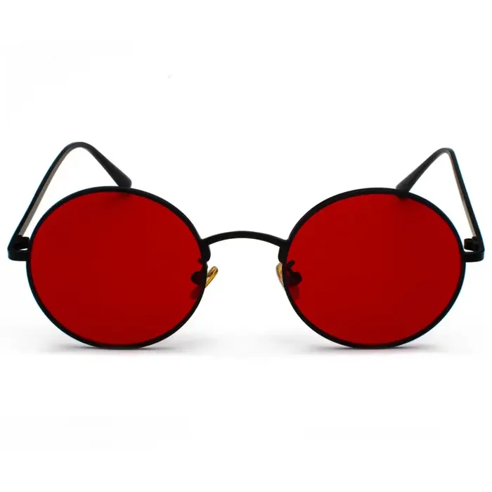 Lunettes de soleil rondes en métal doré pour hommes et femmes