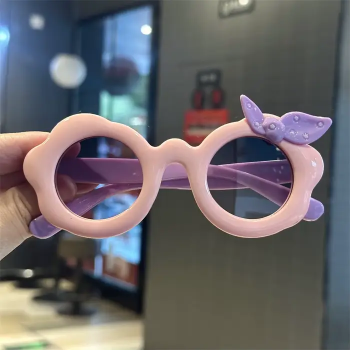 Jolies lunettes de soleil pour enfants avec nœud papillon, monture fleurie couleur bonbon, accessoir