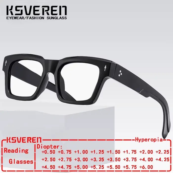 KSVEREN mode carré épais cadre lunettes de lecture Anti lumière bleue presbyte