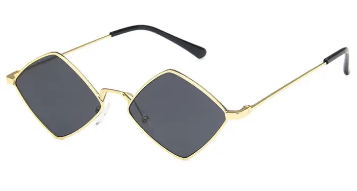 Hipster polygone femmes lunettes de soleil irrégulière Vintage petit cadre losange dames lunettes de