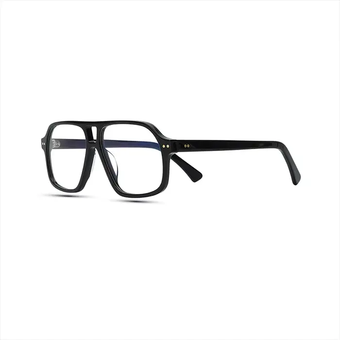 Lunettes de soleil rectangulaires en acétate faites à la main, style aviateur, avec double pont, uni