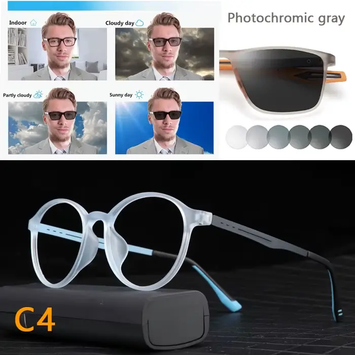 Lunettes photochromiques ultralégères en titane pour hommes et femmes, verres pour myopie, lunettes 