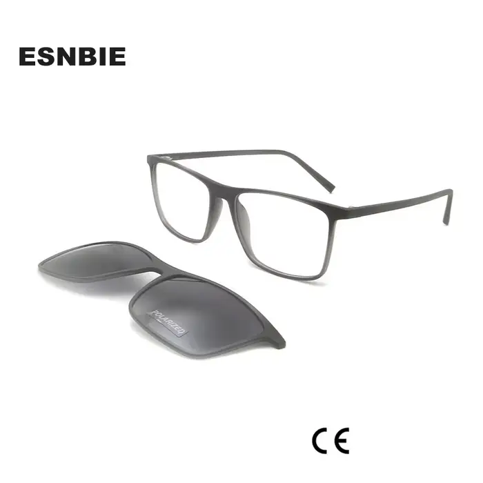 Lunettes carrées polarisées cadre aimant Clip-On