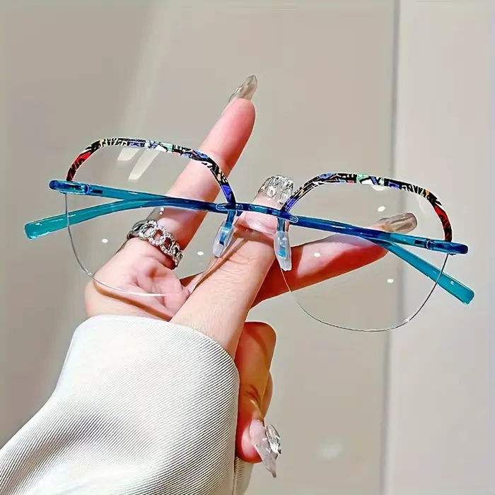 Lunettes de lecture géométriques sans bords à motif Floral élégant, lunettes Vintage unisexes, lunet