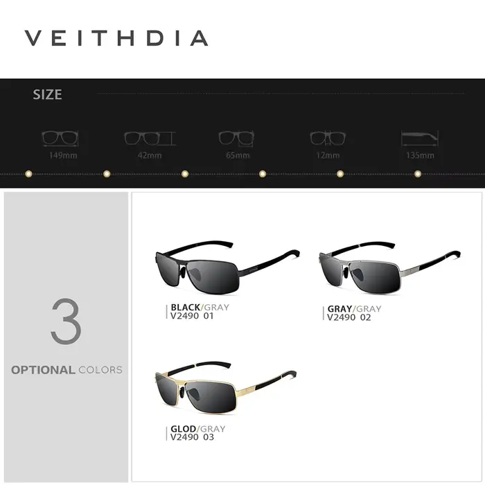 VEITHDIA-Lunettes de soleil de sport polarisées vintage pour hommes et femmes, lunettes de soleil de