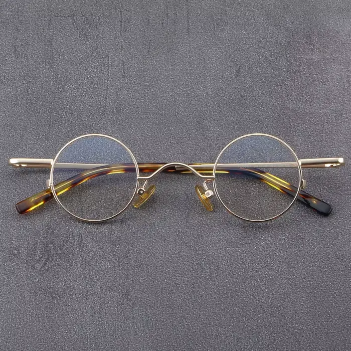 Lunettes rondes vintage en titane de 35mm, design japonais, légères avec verres clairs