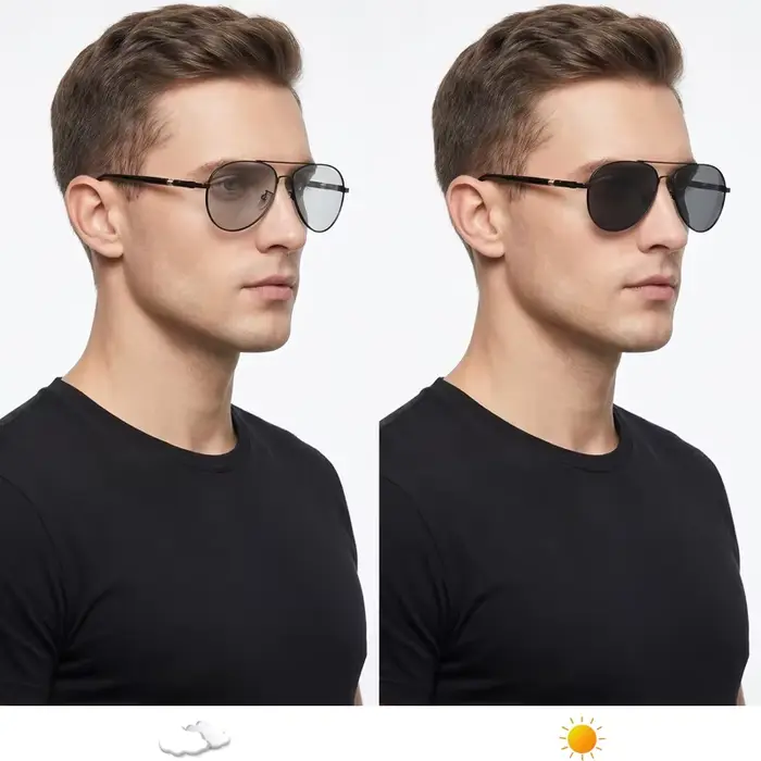 FUQIAN mode lunettes de soleil photochromiques hommes femmes caméléon polarisé pilote